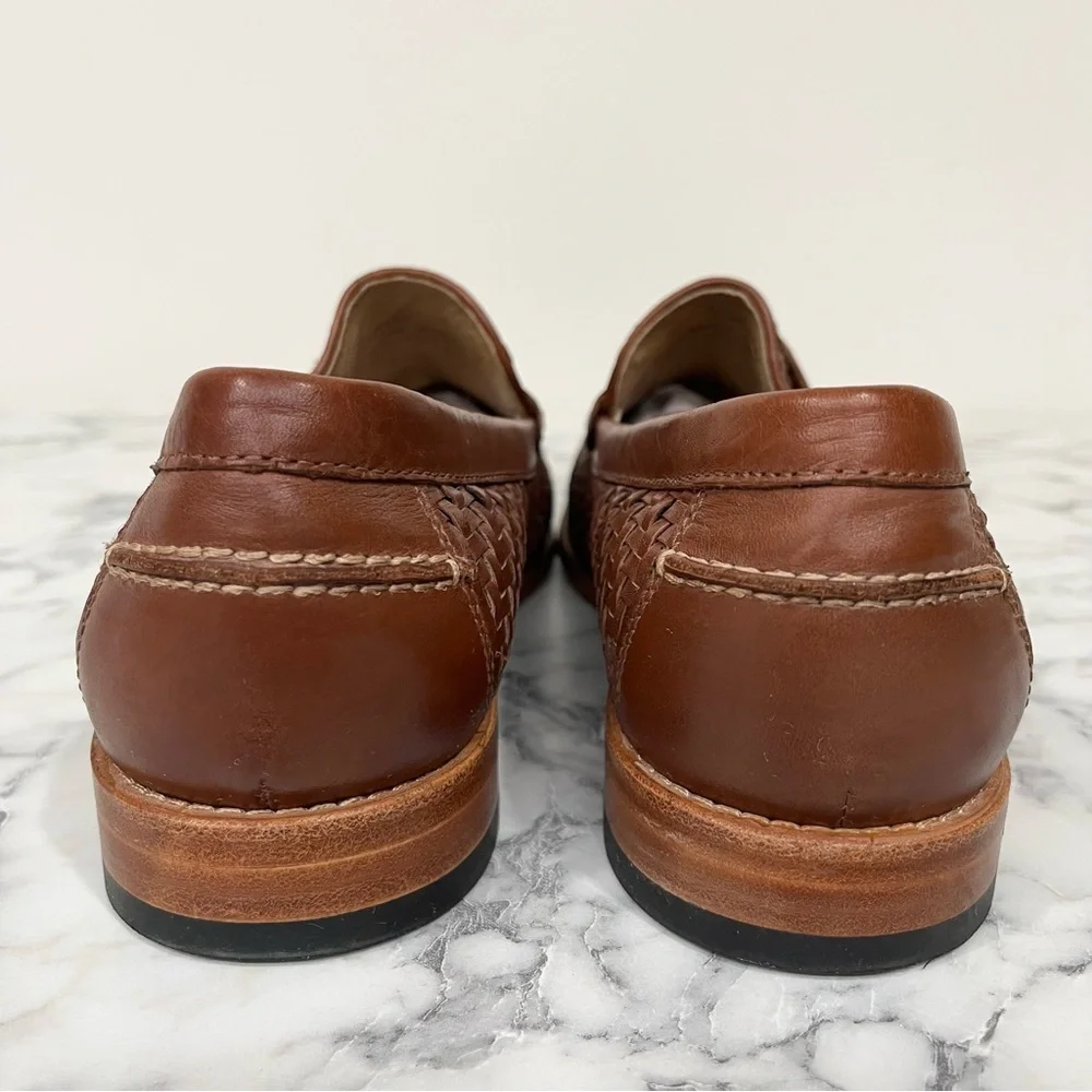 Johnston & Murphy Halstead Woven Penny Loafer brown full-grain leather Men’s 10